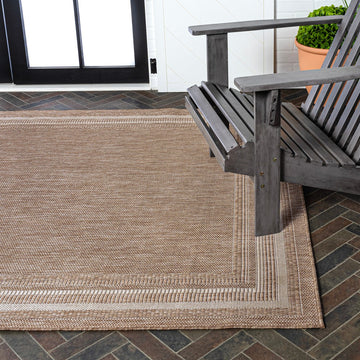 Lido Traditional Casual Pinstripe Border Area Rug